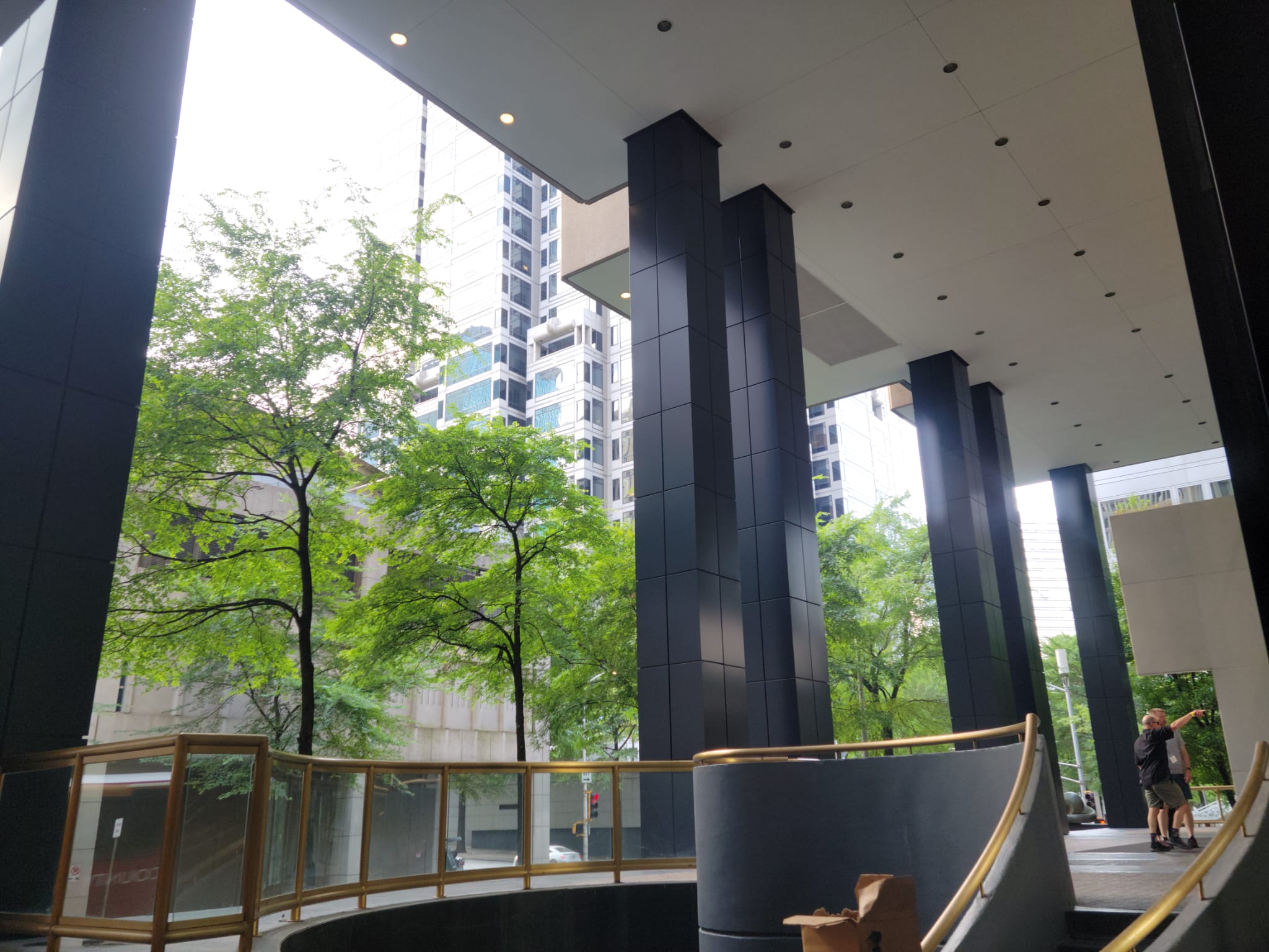 Modern building with metal panel facade